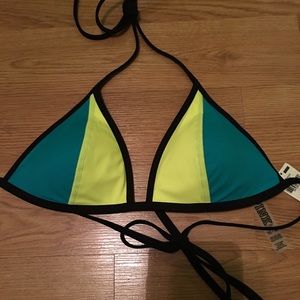 PINK Color-block Triangle Swim Top