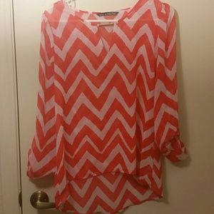 Orange and white chevron blouse