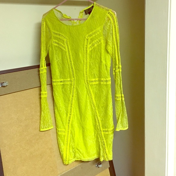 Bright green lace dress