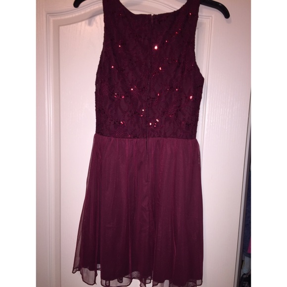 Maroon dress with beaded top