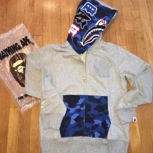 SOLD  Bape undefeated clown shark full zip up