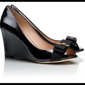 Tory Burch Black Trudy Open Toe Wedge