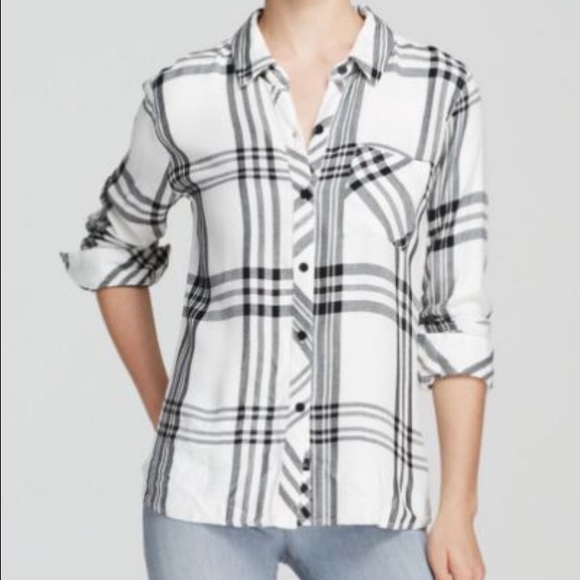 Plaid Black white Shirt XS