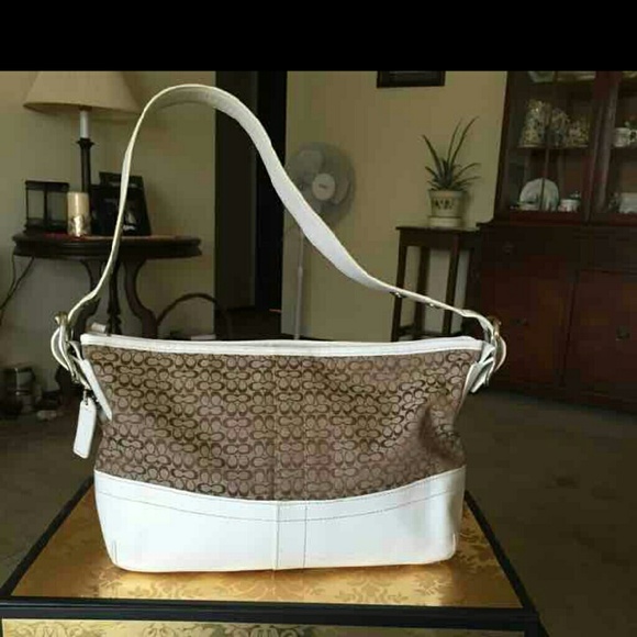 Coach tan and white, handbag