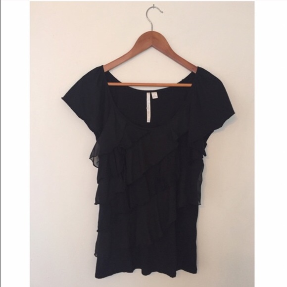 Lauren Conrad Black Ruffle Top