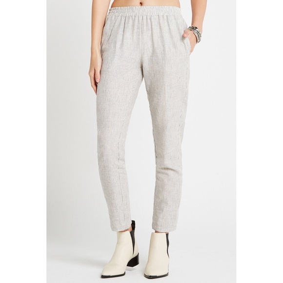 Striped Pull-On Tapered-Leg Linen Pant - Picture 2 of 4