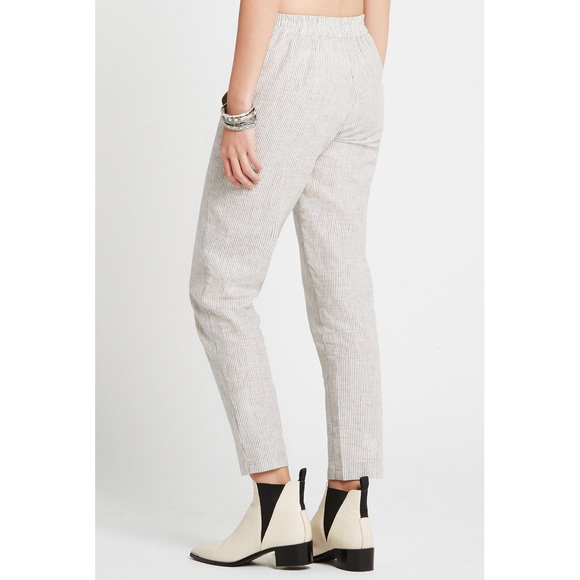 Striped Pull-On Tapered-Leg Linen Pant - Picture 3 of 4