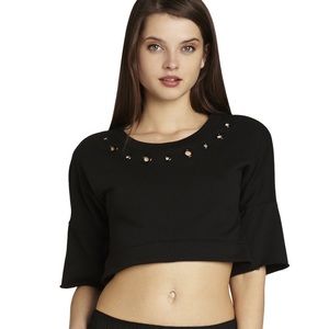 BCBGeneration Cropped Grommet sweatshirt top