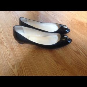 Christian Louboutin Patent Leather Peep Toe Flats