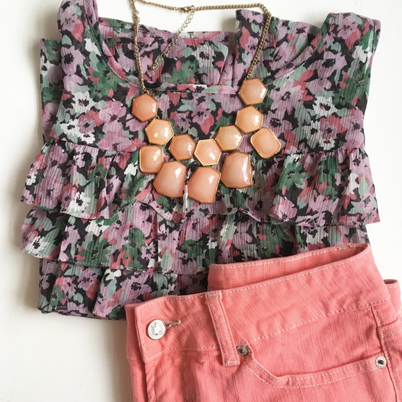 EXPRESS Floral Ruffle Sheer Tank - Picture 2 of 5