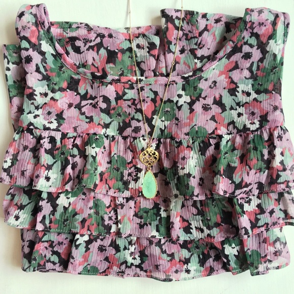 EXPRESS Floral Ruffle Sheer Tank - Picture 3 of 5