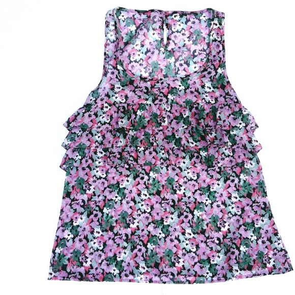EXPRESS Floral Ruffle Sheer Tank - Picture 4 of 5