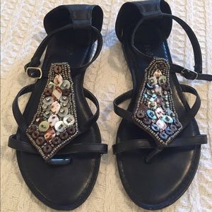 ON SALE! Black ankle sandals with embellishments