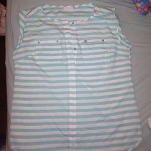 White and Mint Green Tank shirt