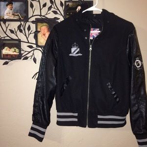 Edgy Faux Leather Varsity☠