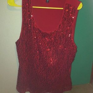 Red sequined tank top