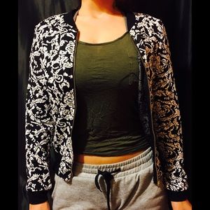 lace print bomber