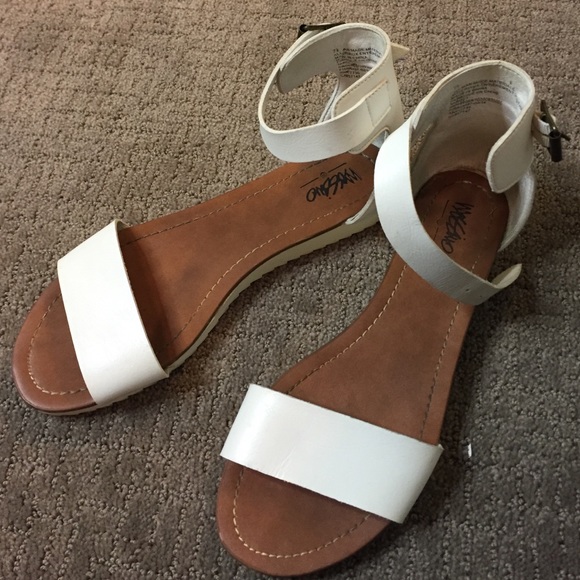 White ankle strap sandals