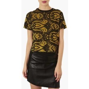 TopShop Paisley Jacquard top- black and gold