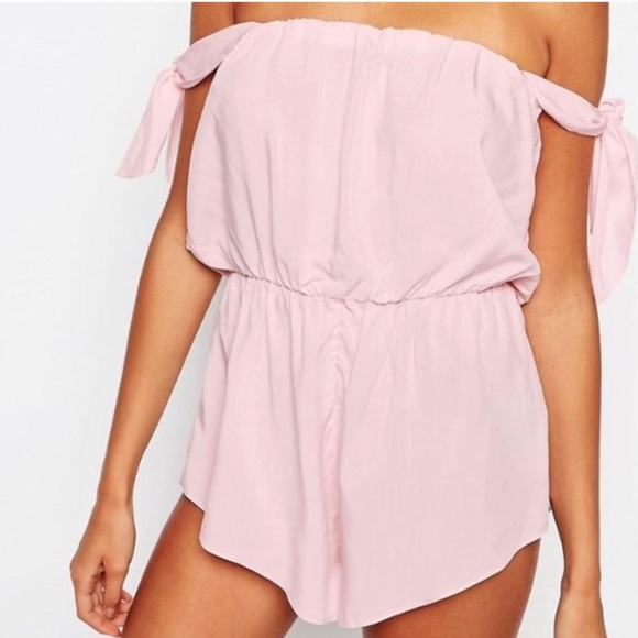 Pink bunny tie romper.