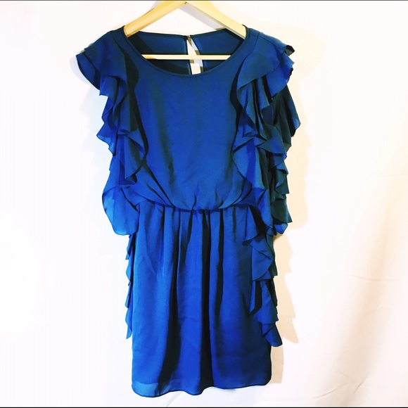 TIBI blue silk ruffle cocktail dress - Picture 1 of 4