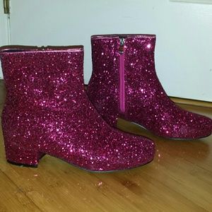 glitter pink boots