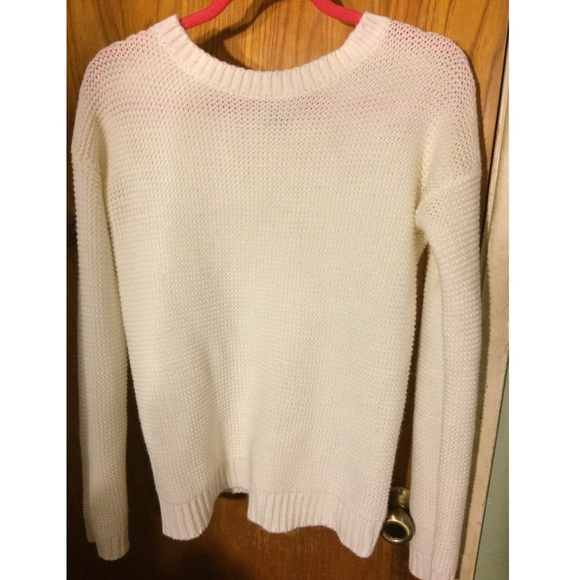 white knit sweater