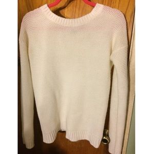 white knit sweater