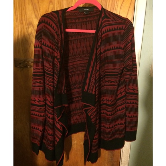 black and red cardigan