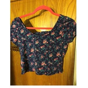 blue floral crop top