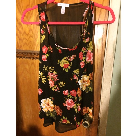 floral tank with mesh back