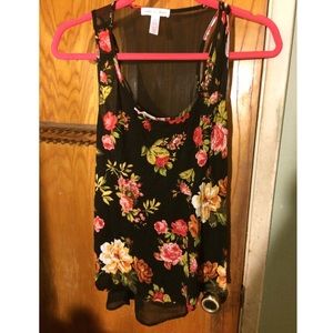 floral tank with mesh back
