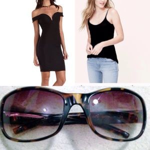 Bundle of dress, shirt, sunglasses