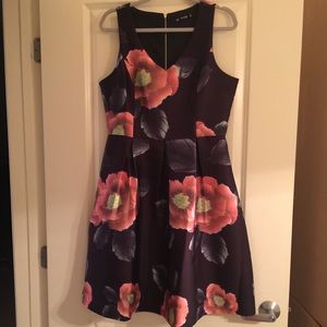 Navy floral dress perfect for a winter wedding