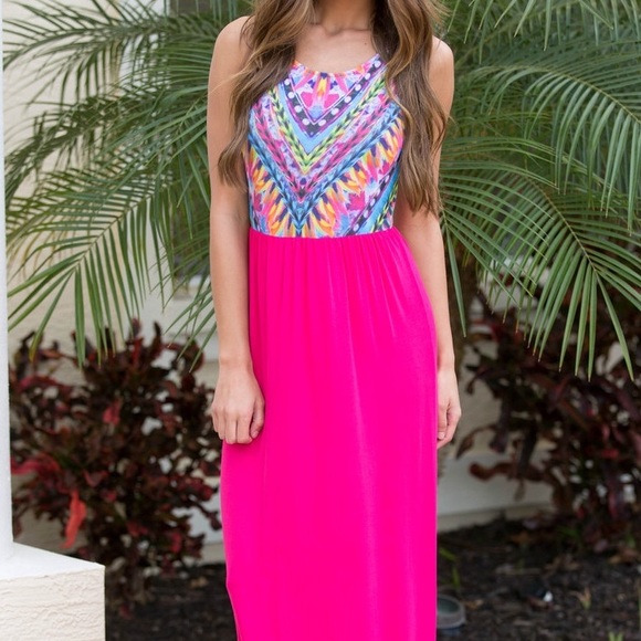 Pink Lily Boutique Dresses & Skirts - ✨Hot Pink Dreamcatcher Maxi!! Medium!
