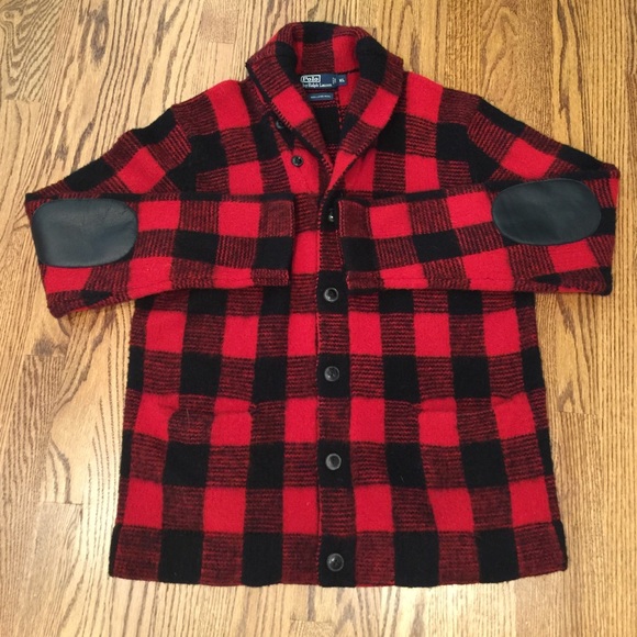 Ralph Lauren Other - Polo buffalo shawl red/black lambs wool sweater