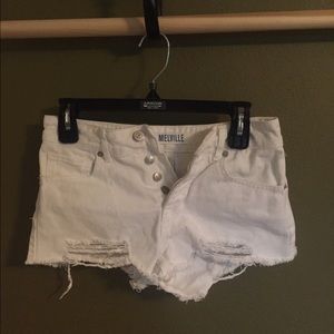 White Brandy Mellville stressed mid-rise shorts