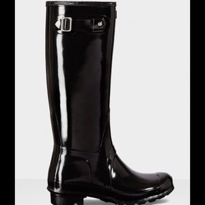 Black Glossy Hunter Boots - Size 8