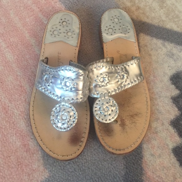 JACK ROGERS silver sandals