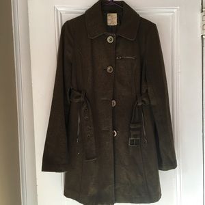 Faux suede pea coat