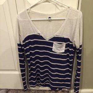 Purple and white striped shirt