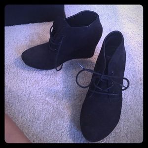 Black lace-up booties