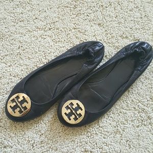 Tory Burch Black and Gold Flats 10