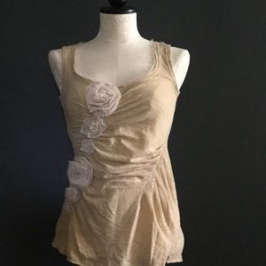 Anthropology tank with floral appliqués