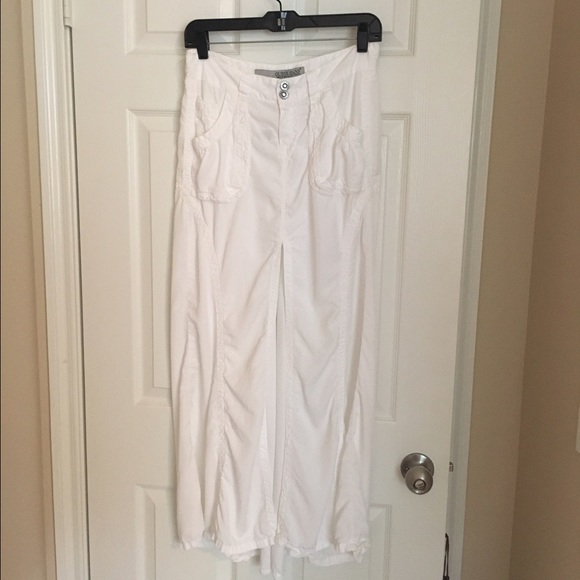 Guess White Maxi Skirt with front slit