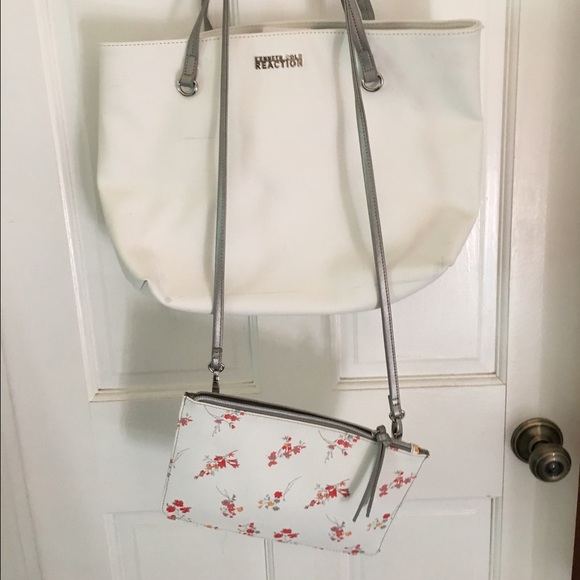 Kenneth Cole white tote and cross body floral bag - Picture 1 of 4