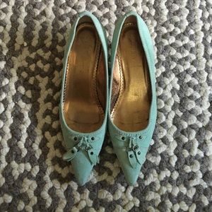 J Crew Mint Tassel Kitten Heels