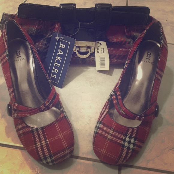 Red Plaid Heels & Matching Purse