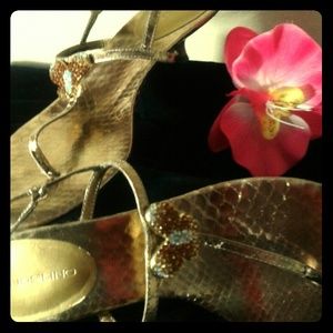 Bandolino bronze snakeskin inspired sandals