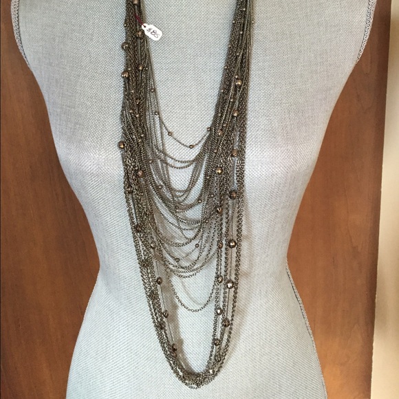 Multi Strand Gun Metal Beaded Necklace